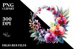 Vibrant Wreath Orchid | Sublimation Clipart Product Image 1