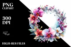 Abstract Watercolor Wreath in Orchid | Clipart Product Image 3