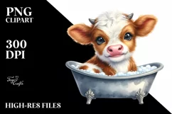 Cute Highland Cow Clipart, High-Resolution PNG Product Image 1