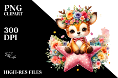 Deer Sitting with Flower Crown PNG Product Image 2