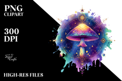 Vibrant Magical Celestial Mushroom with Tarot, PNG Product Image 2
