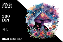 Vibrant Magical Celestial Mushroom with Tarot, PNG Product Image 2