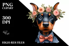 Watercolor Baby Doberman Pinscher Singing | Clipart Product Image 3