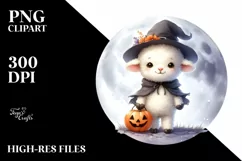 Cute Baby Lamb on Moon for Halloween PNG Product Image 3