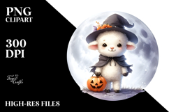 Cute Baby Lamb on Moon for Halloween PNG Product Image 2