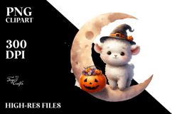 Cute Baby Lamb on Moon PNG Product Image 2