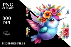 Cartoon Hummingbird Flower Crown | Clipart Product Image 3
