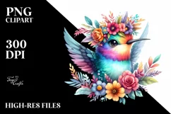 Cartoon Hummingbird Flower Crown | Clipart Product Image 3
