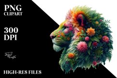 Lion with Flowers, PNG Product Image 1