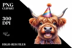 Cow Party Hat Cow Portrait | Clipart Product Image 1