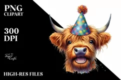 Cow Party Hat Cow Portrait | Clipart Product Image 3