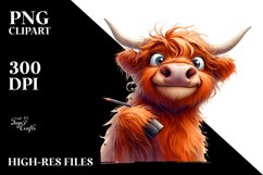 Happy Highland Cow Clipart, High-Res PNG Product Image 3