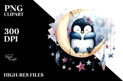 Sleeping Penguin Hanging Stars Clipart Product Image 2