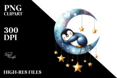 Sleeping Penguin Hanging Stars Clipart Product Image 2