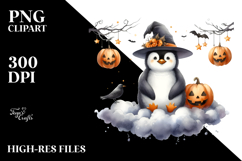 Penguin on Cloud Halloween PNG Product Image 2