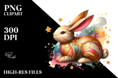 Colorful Bunny Made of Wood PNG Product Image 2