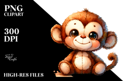 Colorful Brownish Plush Monkey PNG Product Image 2