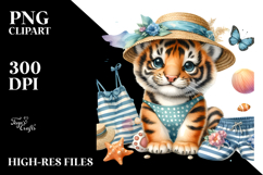 baby tiger in Beachwear, PNG Product Image 2