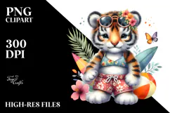 baby tiger in Beachwear, PNG Product Image 2
