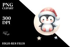 Santa Penguin with Gift PNG Product Image 2