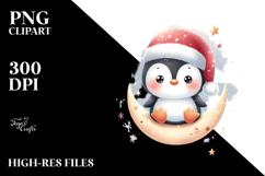 Santa Penguin with Gift PNG Product Image 2