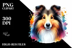 Watercolor Cute Collie Sticker | Clipart Product Image 1