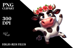 Highland Cow in Flower Crown, Soft PNG Product Image 2
