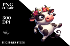 Jersey Cow in Flower Crown, Soft PNG Product Image 2