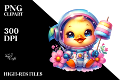 Smiling Baby Duck in Astronaut Suit, PNG Product Image 2