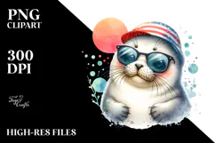 Cute Baby Seal with Hat, PNG Product Image 2
