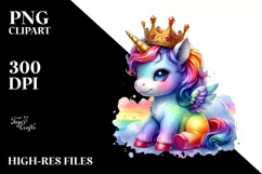 Colorful Baby Unicorn Crown PNG Product Image 1