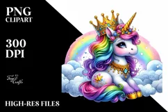 Colorful Baby Unicorn Crown PNG Product Image 3
