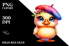 Vibrant Baby Duck with Beret PNG Product Image 2