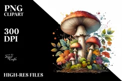 Detailed Glossy Mushroom,Watercolor Splash PNG Product Image 3