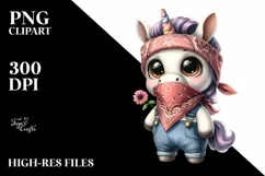 Baby Unicorn Bandana Contempt | Sublimation | Clipart Product Image 1