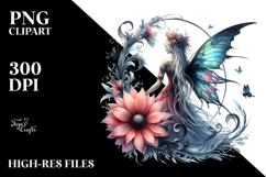 Creative Gothic Fairy on Flower, Transparent PNG Product Image 2