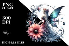 Gothic Fairy on Flower PNG Product Image 2