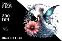 Gothic Fairy on Flower PNG Product Image 2