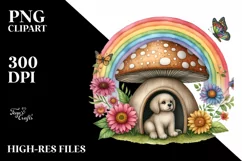Colorful Mushroom Dog House Illustration Product Image 1