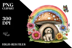 Colorful Mushroom Dog House Illustration Product Image 2