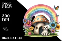 Colorful Mushroom Dog House Illustration Product Image 3
