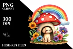 Colorful Mushroom Dog House Illustration Product Image 3