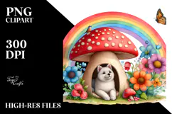 Colorful Mushroom Dog House Illustration Product Image 2
