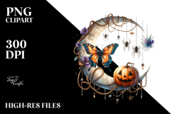 Butterfly Dressed for Halloween on Half Moon PNG Product Image 2