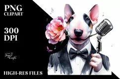 Watercolor Bull Terrier Singer | Clipart Product Image 3