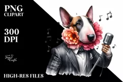 Watercolor Bull Terrier Singer | Clipart Product Image 1