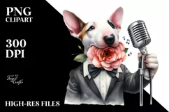 Watercolor Bull Terrier Singer | Clipart Product Image 1