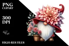 Adorable GNOME with Dahlia PNG Product Image 2