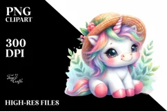 Cute Baby Unicorn with Hat | Clipart Product Image 3