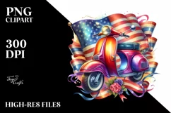 Vintage Scooter USA Flag Ribbons | Clipart Product Image 3
